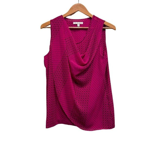 Cabi Womens Pink Floral Cowl Neck Sleeveless Pullover Blouse Size Medium - Picture 1 of 10